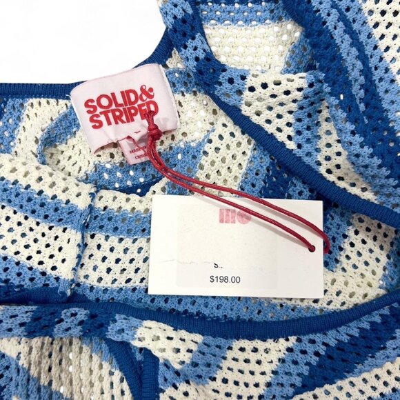 Solid & Striped NWT Coastal Knit Dress Blue White Striped $198 Beach Sheer Cover - Picture 4 of 5